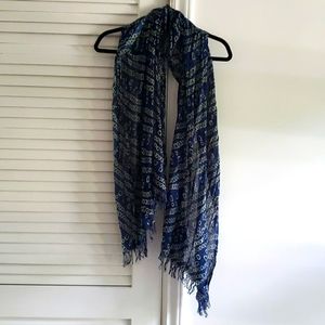 NEW Urban Outfitters Deena & Ozzy Blue Scarf Fray Bottom with Tags